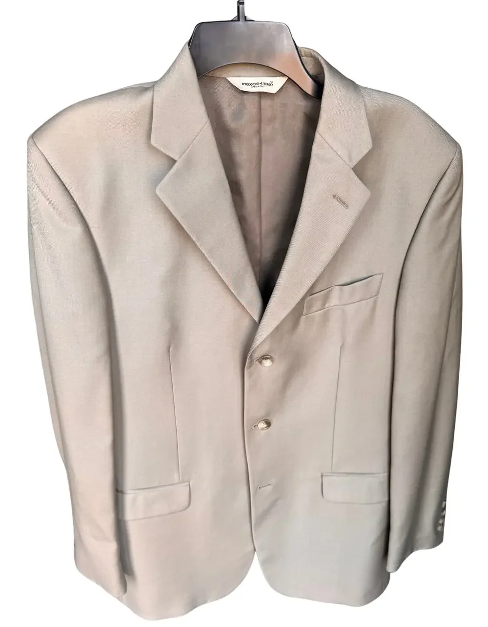 Pronto Uomo Men’s Beige Sport Coat Blazer Made in Italy Angelico Size 40 Long